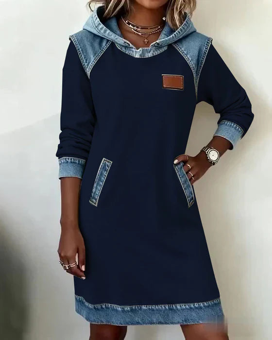 Katnise | Casual Hooded Dress with Contrasting Style