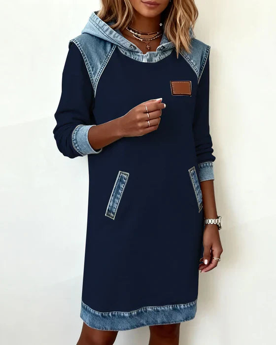 Katnise | Casual Hooded Dress with Contrasting Style