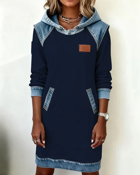 Katnise | Casual Hooded Dress with Contrasting Style
