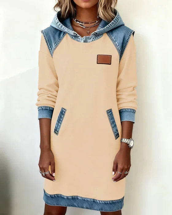 Katnise | Casual Hooded Dress with Contrasting Style