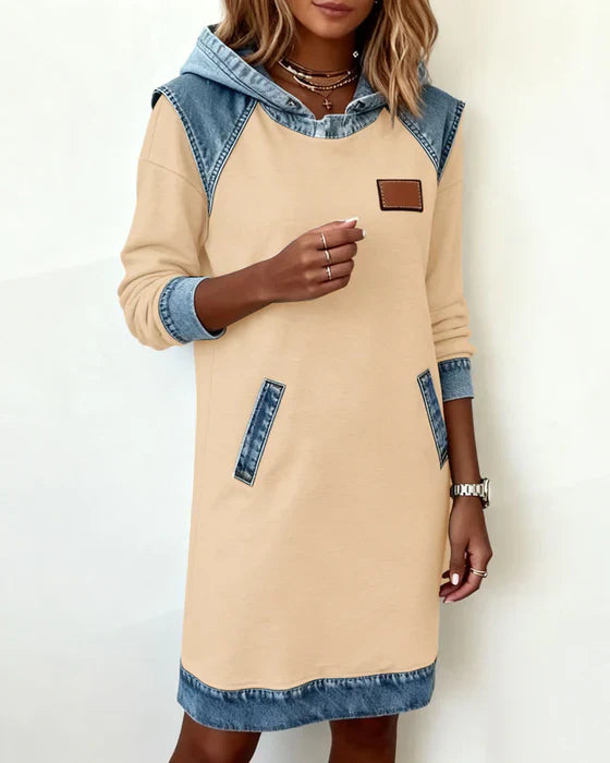 Katnise | Casual Hooded Dress with Contrasting Style