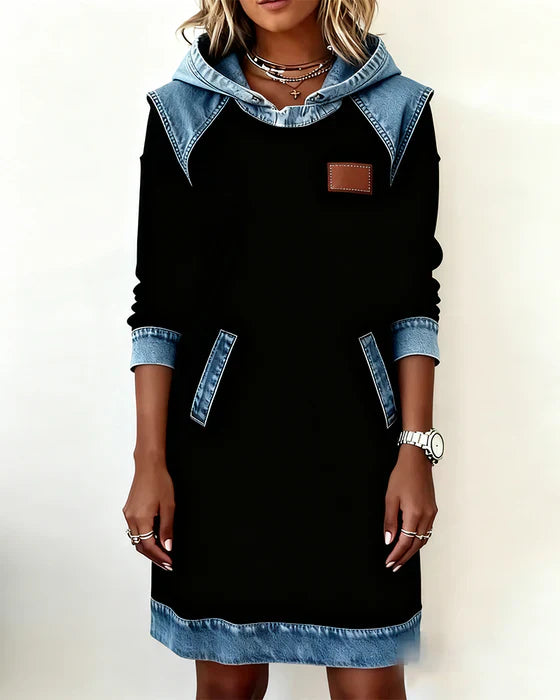 Katnise | Casual Hooded Dress with Contrasting Style