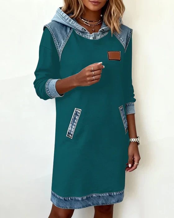 Katnise | Casual Hooded Dress with Contrasting Style