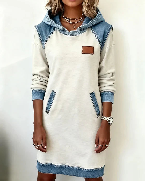 Katnise | Casual Hooded Dress with Contrasting Style