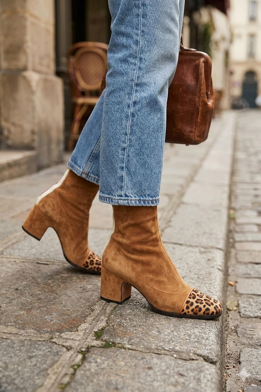 Isabell™ | Printed Mid-Heel Ankle Boots