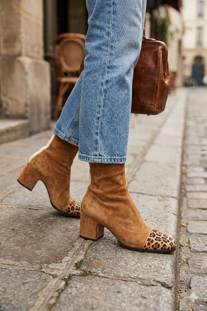 Isabell™ | Printed Mid-Heel Ankle Boots