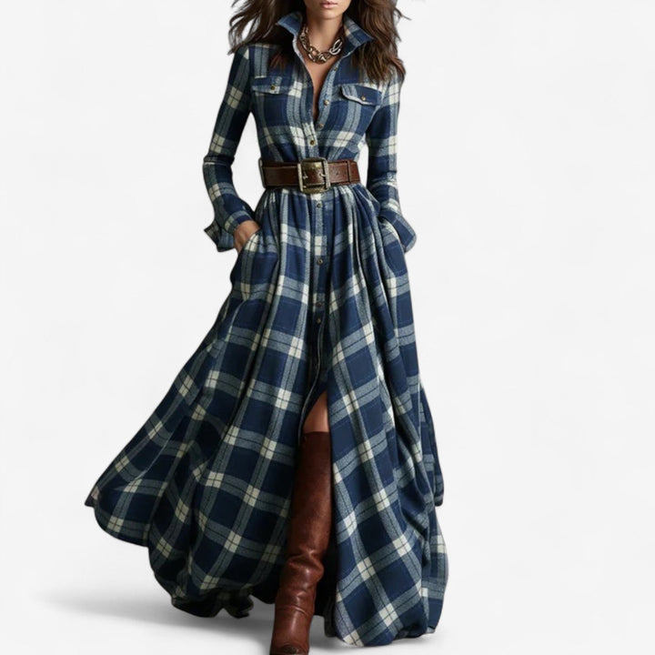 Aria™ | Timeless Checkered Maxi Dress