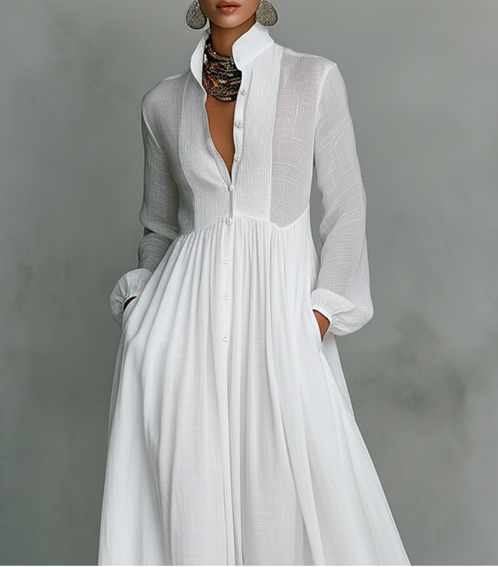 Veronica | Maxi Minimalist Linen Dress