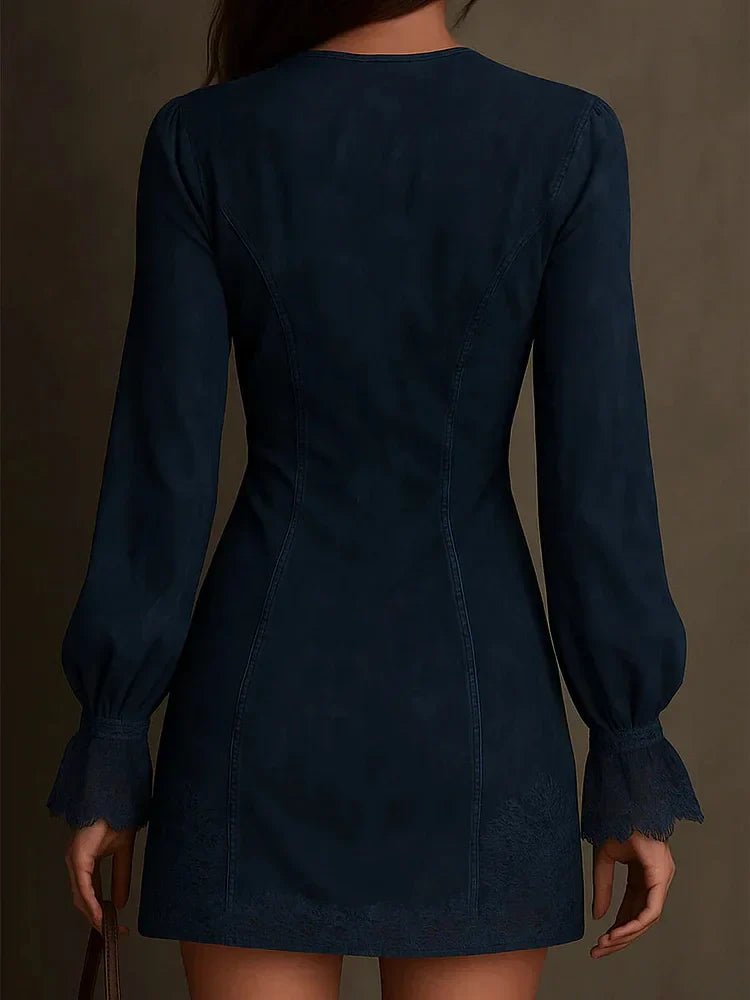 Gwenn | Suede Mini Dress with Lace