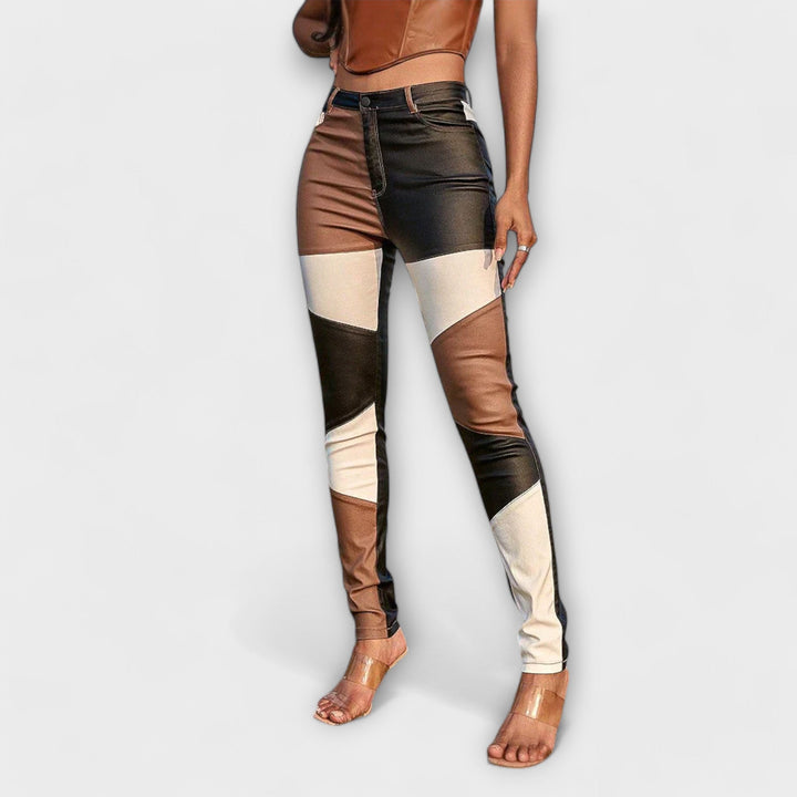Colour Block Pattern Trousers