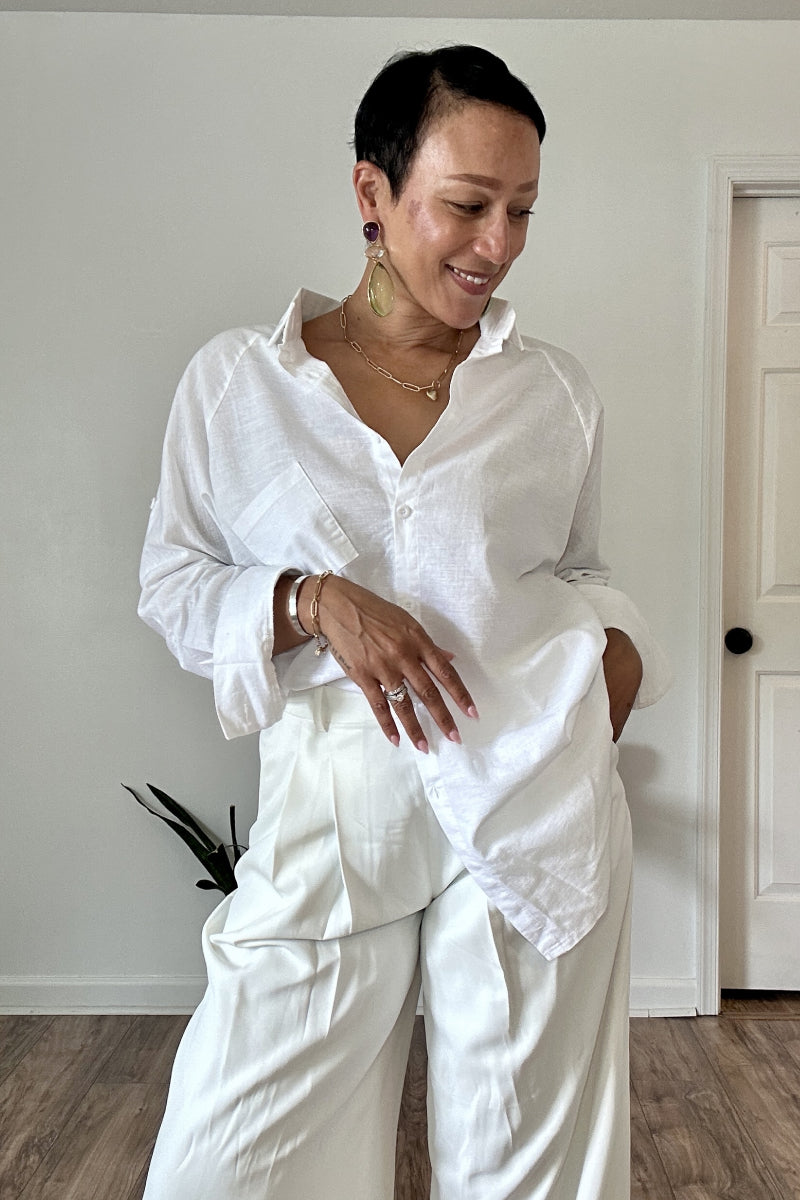 Oversized 100% Cotton Linen Shirt
