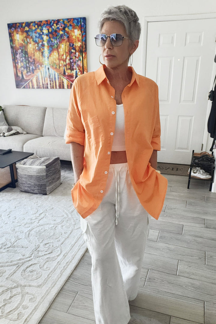 Oversized 100% Cotton Linen Shirt